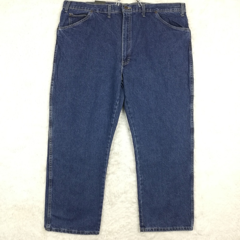 Dickies Mens Jeans Work Straight Leg Relaxed Blue Denim Medium Wash 46x30 New